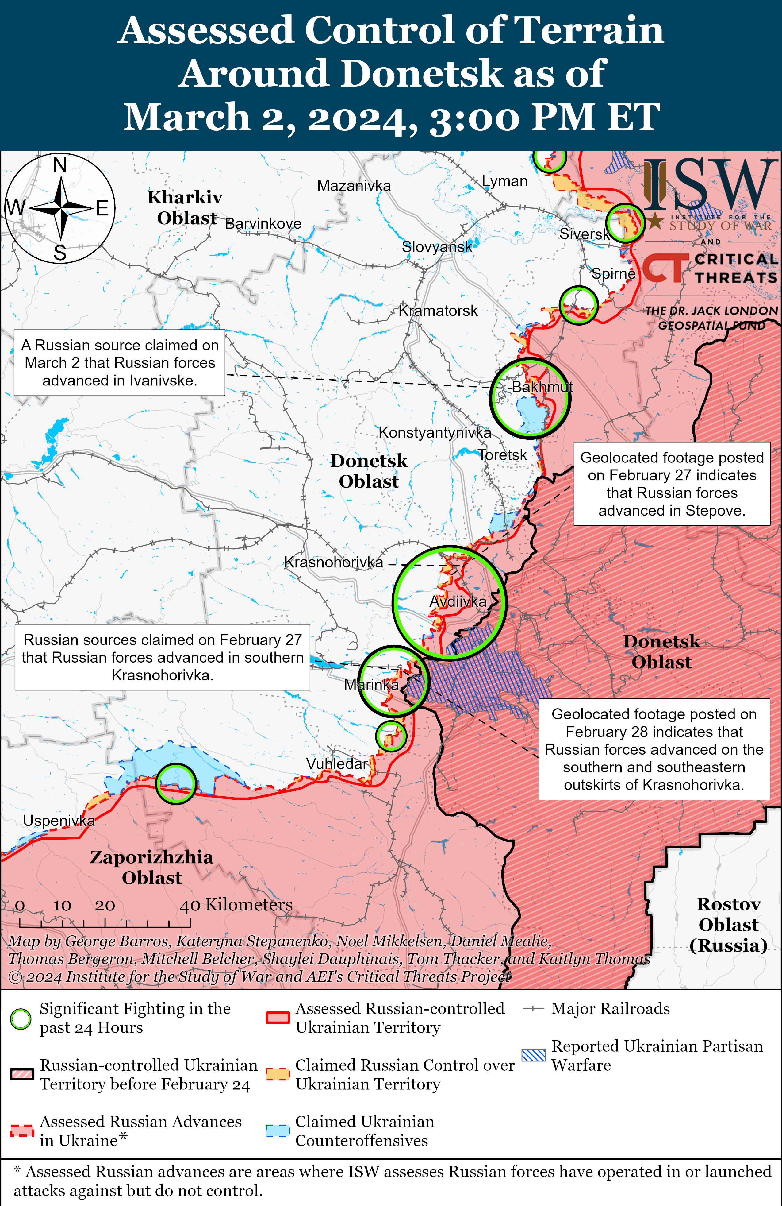 Карта бойових дій на 2 березня 2024