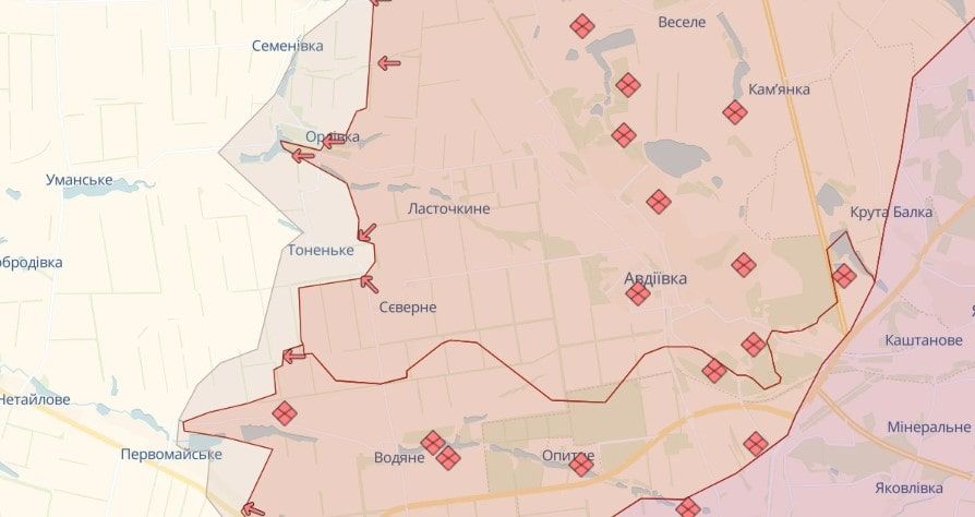 Авдіївка на карті бойових дій сьогодні