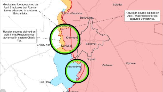 карта боїв на 9 квітня