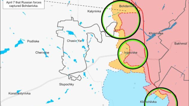 карта боїв на 9 квітня