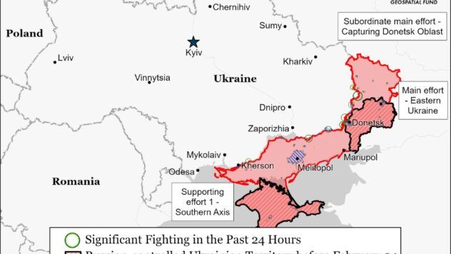 карта боїв на 9 квітня