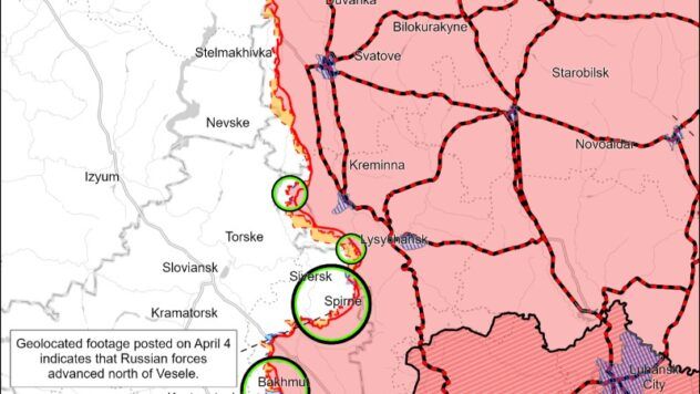 карта боїв на 9 квітня