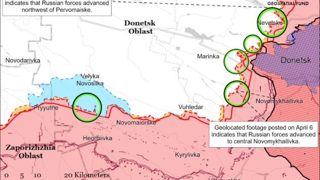 карта боїв на 9 квітня