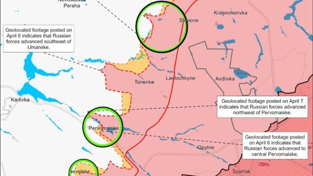 карта боїв на 9 квітня