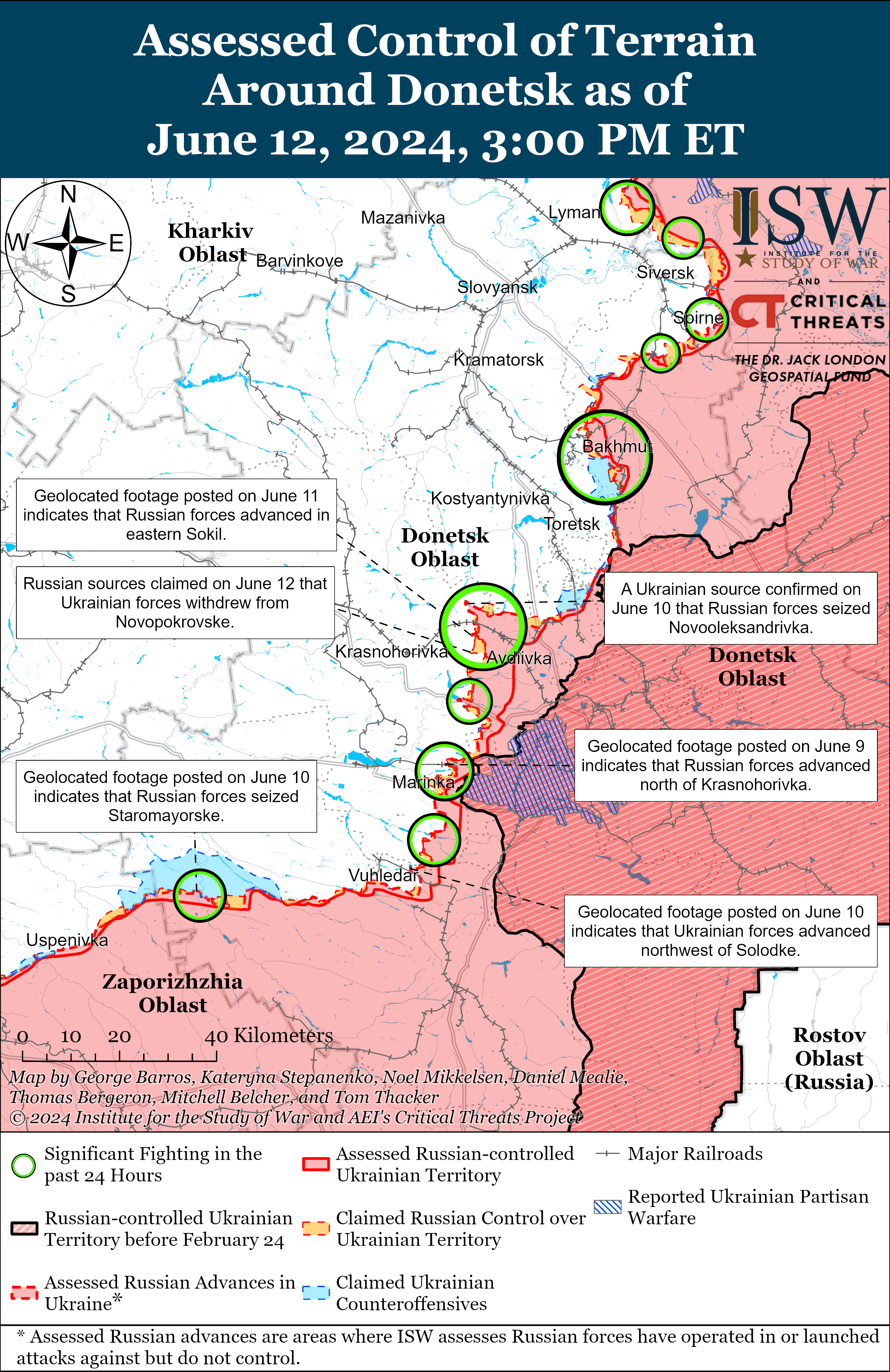 Mapa nepriateľských akcií z 13. júna 2024 Mapa nepriateľských akcií z 13. júna 2024