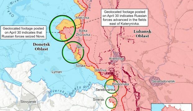 карта боїв на 1 травня