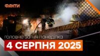 Головні новини ночі 4 серпня 2025 року: добірка подій