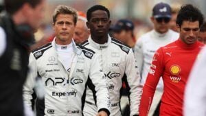 Бред Пітт на зніманнях F1:Фільм