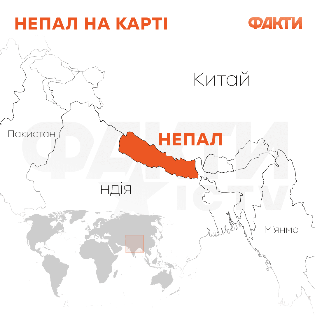 Непал на карті світу