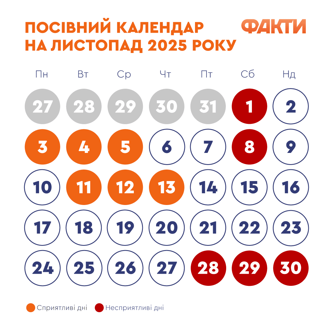 Посівний календар на листопад 2025
