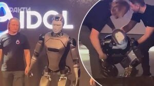 робот з лицем путіна упав на презентації