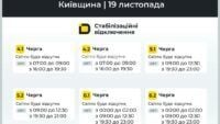 Графік відключення світла в Київській області 19 листопада