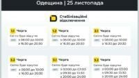 Відключення світла на Одещині 25 листопада Відключення світла на Одещині 25 листопада