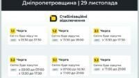 Графіки відключення світла на Дніпропетровщині 29 листопада