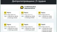 Відключення світла у Дніпропетровській області 3 грудня