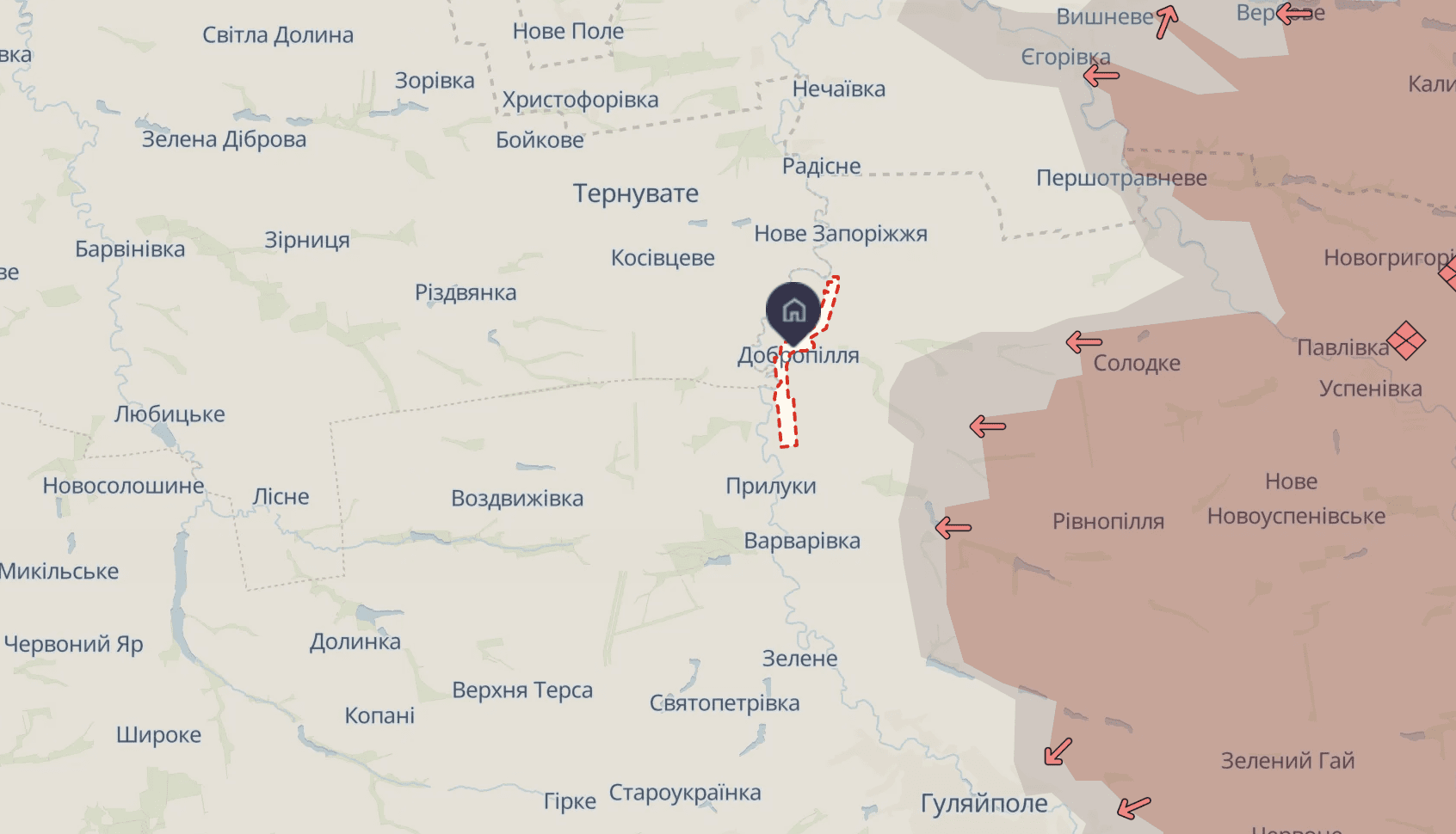 Фейк РФ о захвате Доброполья возле Гуляйполя не соответствует действительности — Генштаб Фото 1 Добропілля на карті