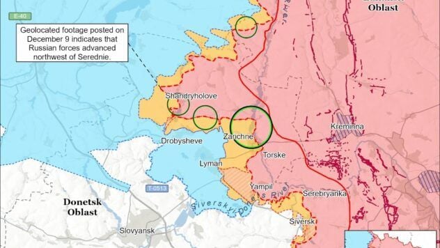 карта боїв на 9 грудня