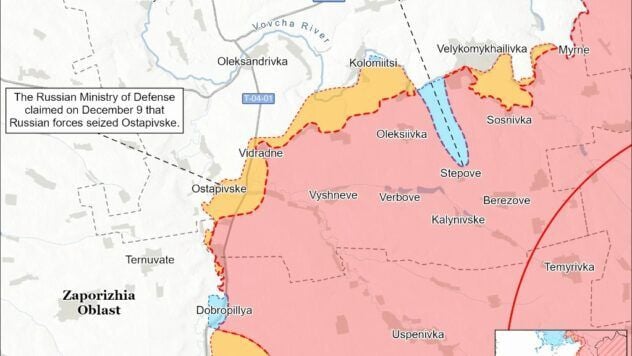 карта боїв на 9 грудня