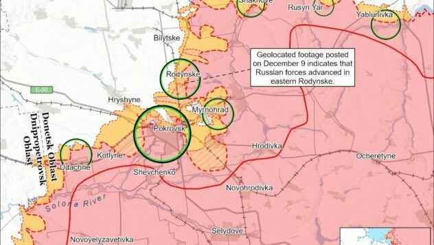 карта боїв на 9 грудня