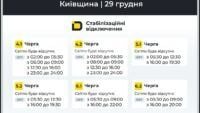 графіки відключення світла для київщині 29 грудня