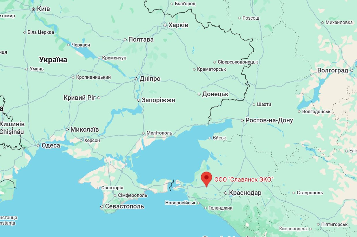 Сили оборони уразили російський НПЗ Слов’янськ Еко та низку об’єктів на ТОТ Фото 1 Нафтопереробний завод Слов'янск ЕКО на карті
