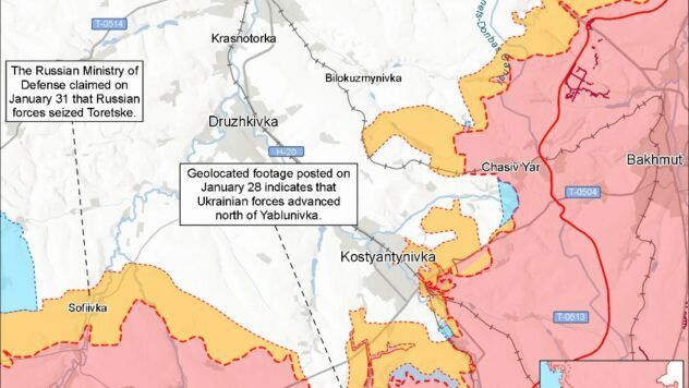 карта боїв на 1 лютого