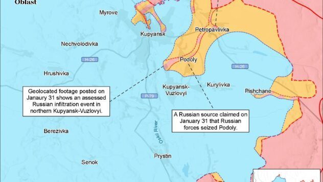 карта боїв на 1 лютого