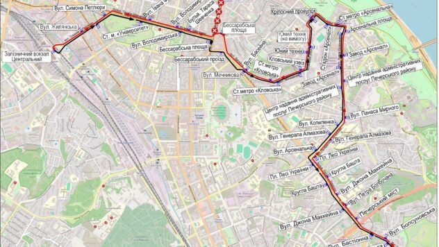 Зміни руху транспорту в Києві 24 лютого